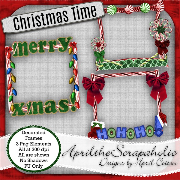 ApriltheScrapaholic Kits: Another Christmas Time Freebie - decorated frames