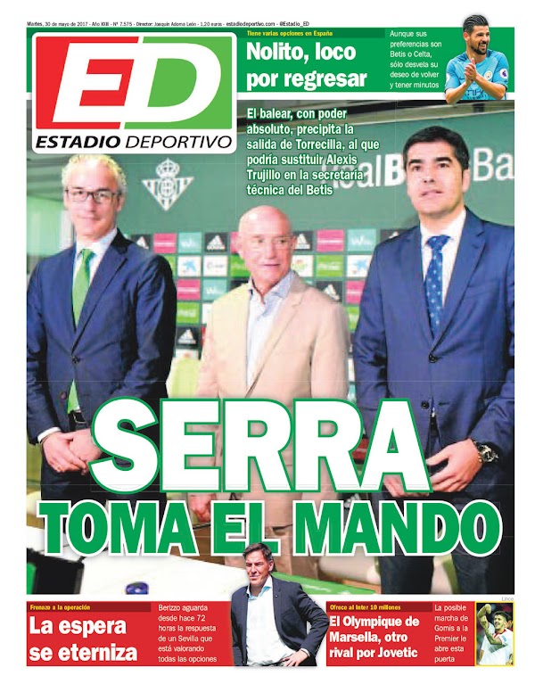 Betis, Estadio Deportivo: "Serra toma el mando"