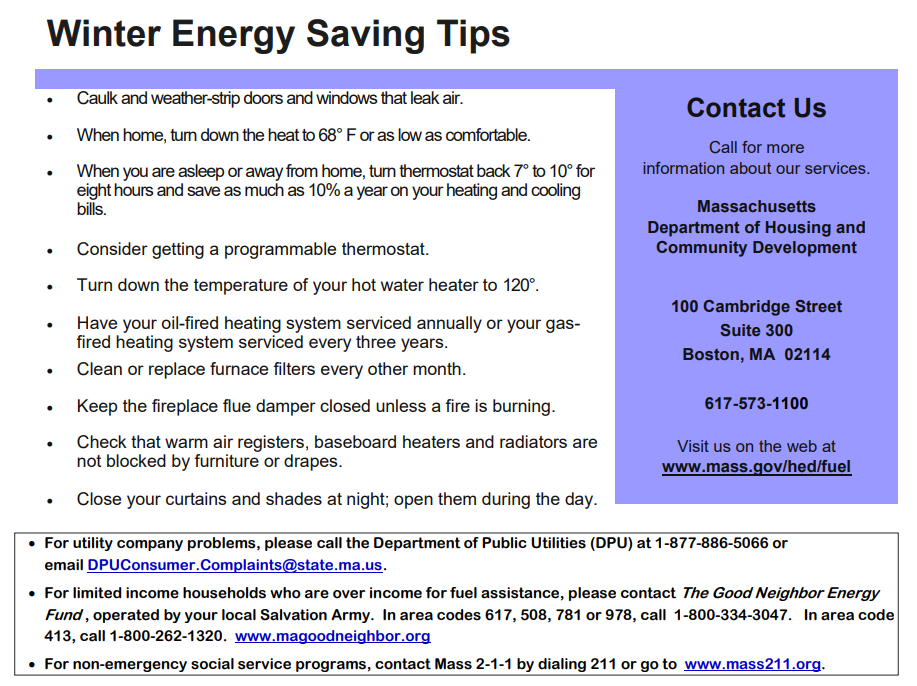 Tarr Talk Home Heating Assistance