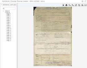 Screen capture of Archive New Zealand military service file for Charles Thomas Walter McKinlay