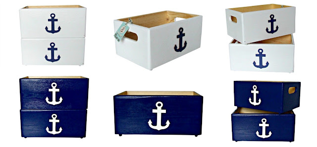 pudełka na zabawki z kotwicą w stylu marynarskim Eco Manufaktura