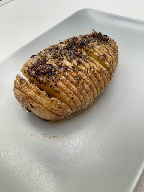 Patata hasselback (sin lácteos)