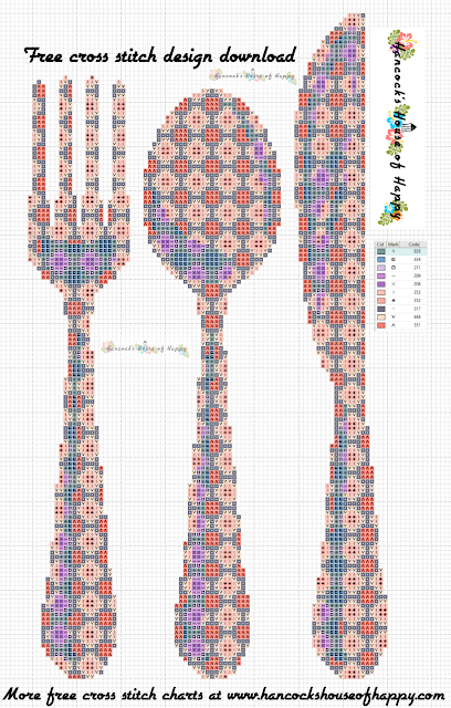 Pretty Pattern Cutlery Free Cross Stitch Pattern of Cutlery Silhouette