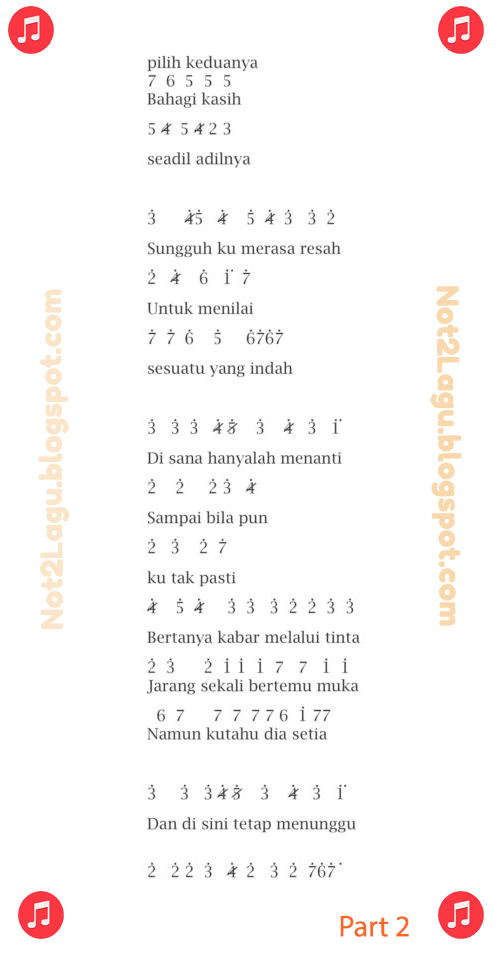 Not Angka Disana Menanti Disini Menunggu Ukays Not Lagu Not Angka Indonesia Terlengkap 2020