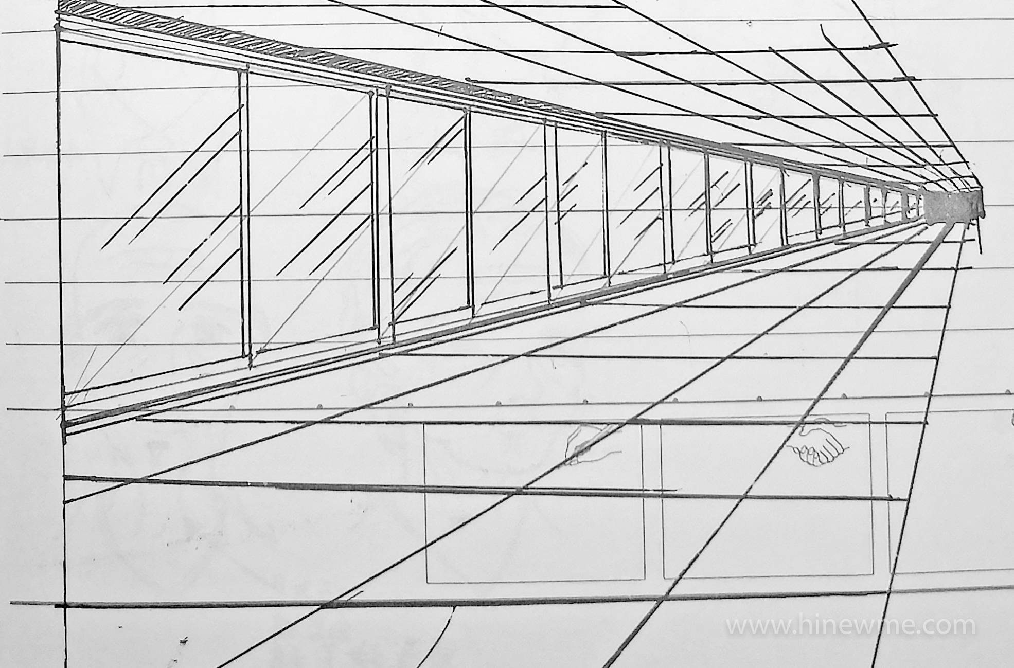 How to draw the perspective effect of interior architecture