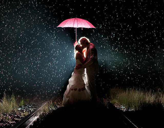 Rainy wedding photography