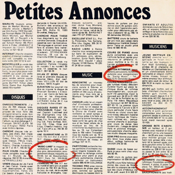 EZHEVIKA FIELDS Petites Annonces Petites Annonces (1981)
