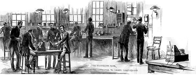 Инструктаж в телеграфном зале Старого Скотланд-Ярда "The Illustrated London News", 1883