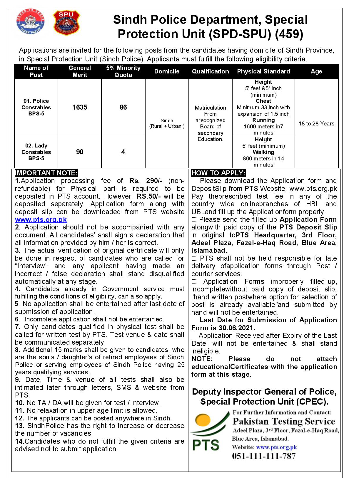 Jobs In SPU Police 2021 II Special Protection Unit SPU for Constables Jobs 2021