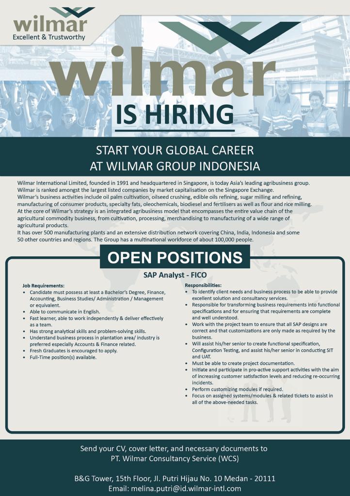 Lowongan Kerja D3 S1 Pt Wilmar Consultancy Services Medan Juli 2021 Lowongan Kerja Medan Terbaru Tahun 2022