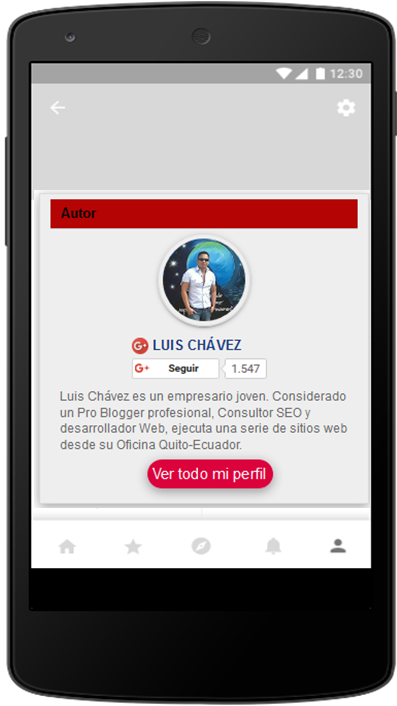 Gadget Perfil integrado con botón de Google+ estilo Material design Blogger