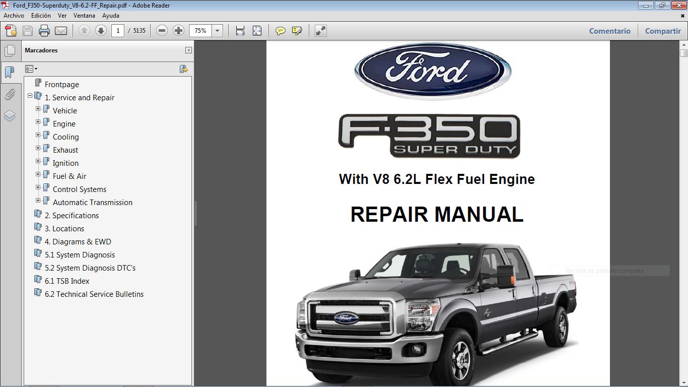 Manuales de Taller de FORD FORD F350 con motor flex fuel V8 6.2