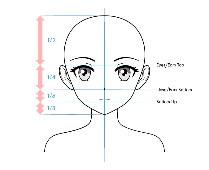 Proporsi wajah karakter wanita anime
