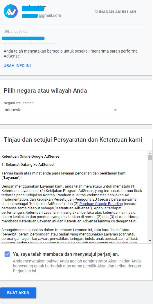 Cara Daftar Google Adsense non Hosted