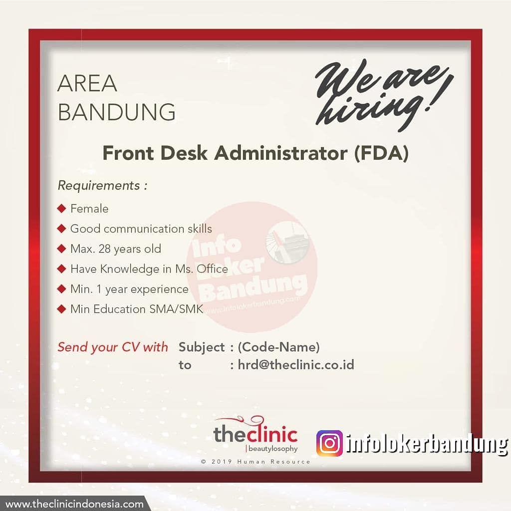 Lowongan Kerja Front Desk administrator The Clinic Bandung Mei 2019