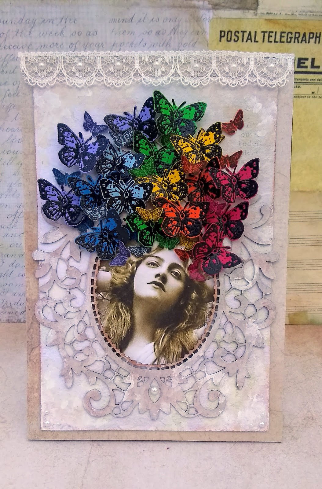 flew the coop Rainbow Butterfly Tent Card