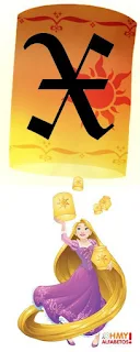 Abecedario de Rapunzel con Lámparas. Rapunzel with Flying Lanterns Alphabet.