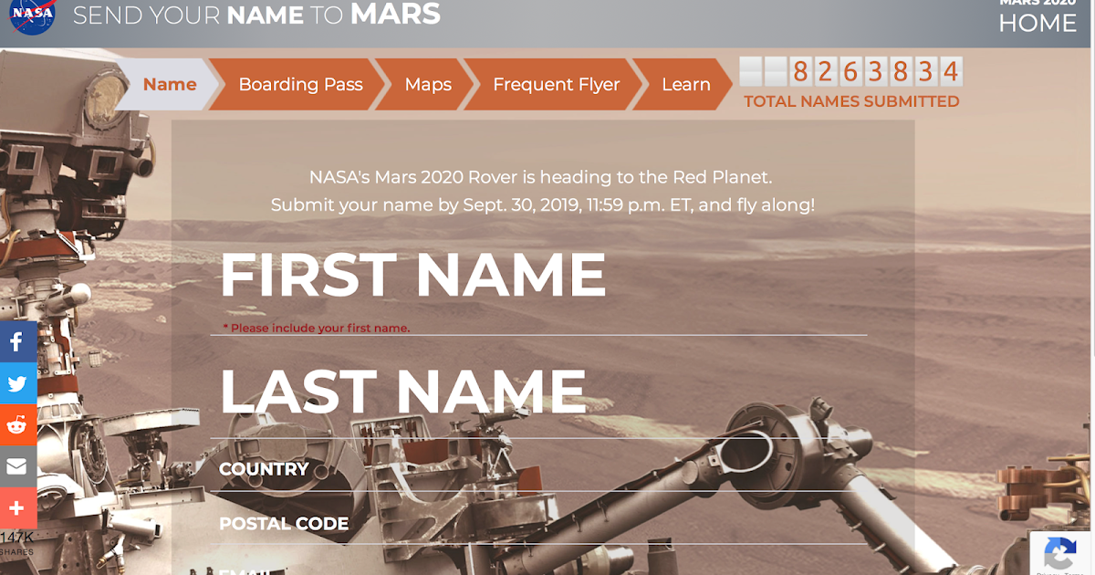 What's Up? The Space Place SEND YOUR NAME TO MARS