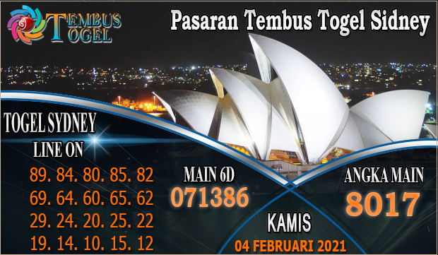 Pasaran Tembus Togel Sidney Hari Kamis 04 Februari 2021