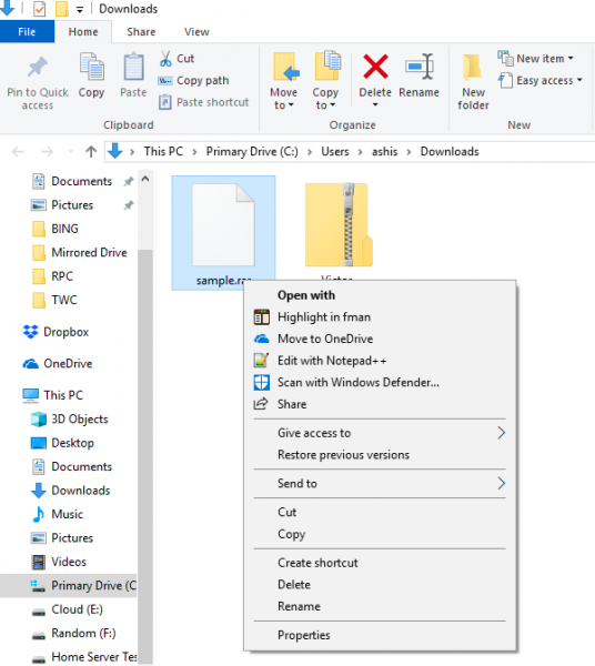 Format RAR non pris en charge dans Windows