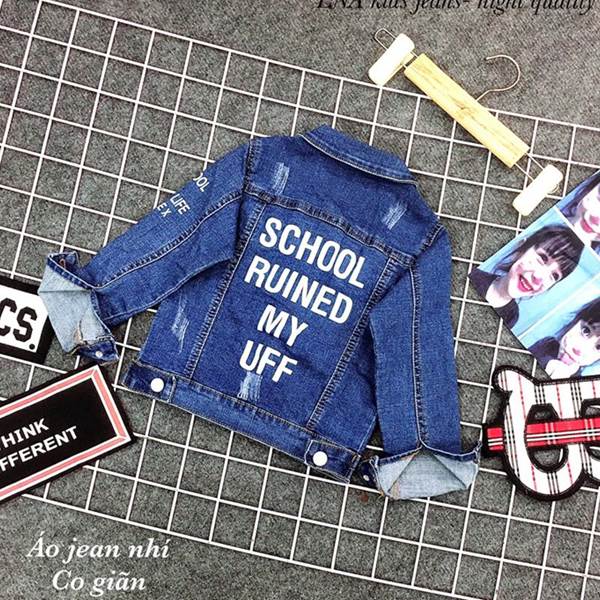 Áo Khoác Trẻ Em Denim Tay Dài In Chữ - LNA 159742 11 2 571