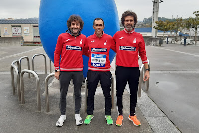 Juanjo Salinero, Pedro Vega y César García, los 3 atletas del San Ildefonso Mediolanum en Orense.