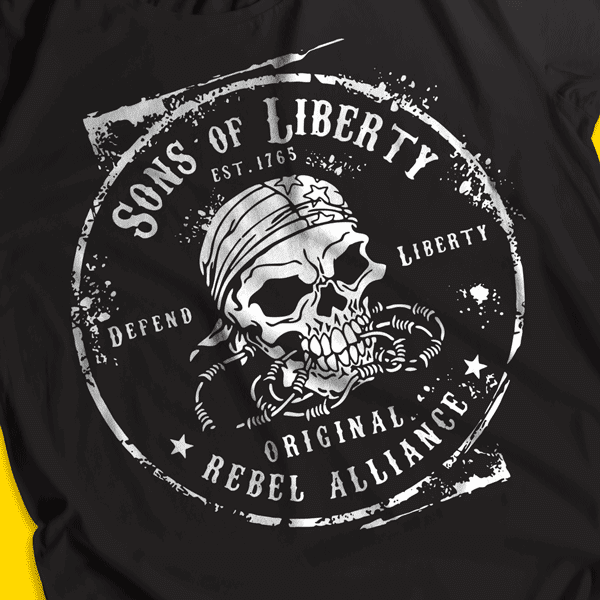 Diseño negra - SONS OF LIBERTY - Camisetas personalizadas con el Curso de Serigrafia para emprender
