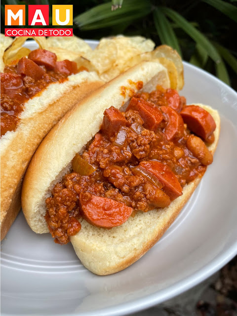 mau cocina de todo recetas chili dogs chilidogs piñateros chilibeans