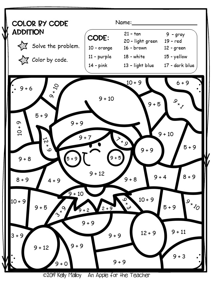 An Apple For The Teacher: Christmas Color By Number Worksheets