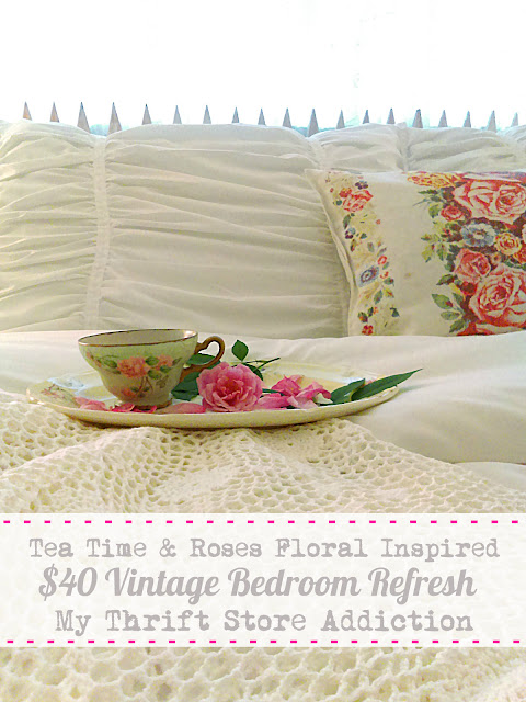 thrifty floral inspired bedroom refresh