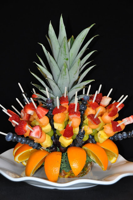 Fruit Centerpiece, pineapple, strawberries, grapes, blueberries