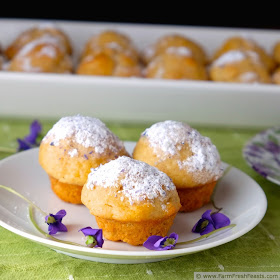 close up image of wild violet muffins with wild violet sugar topping