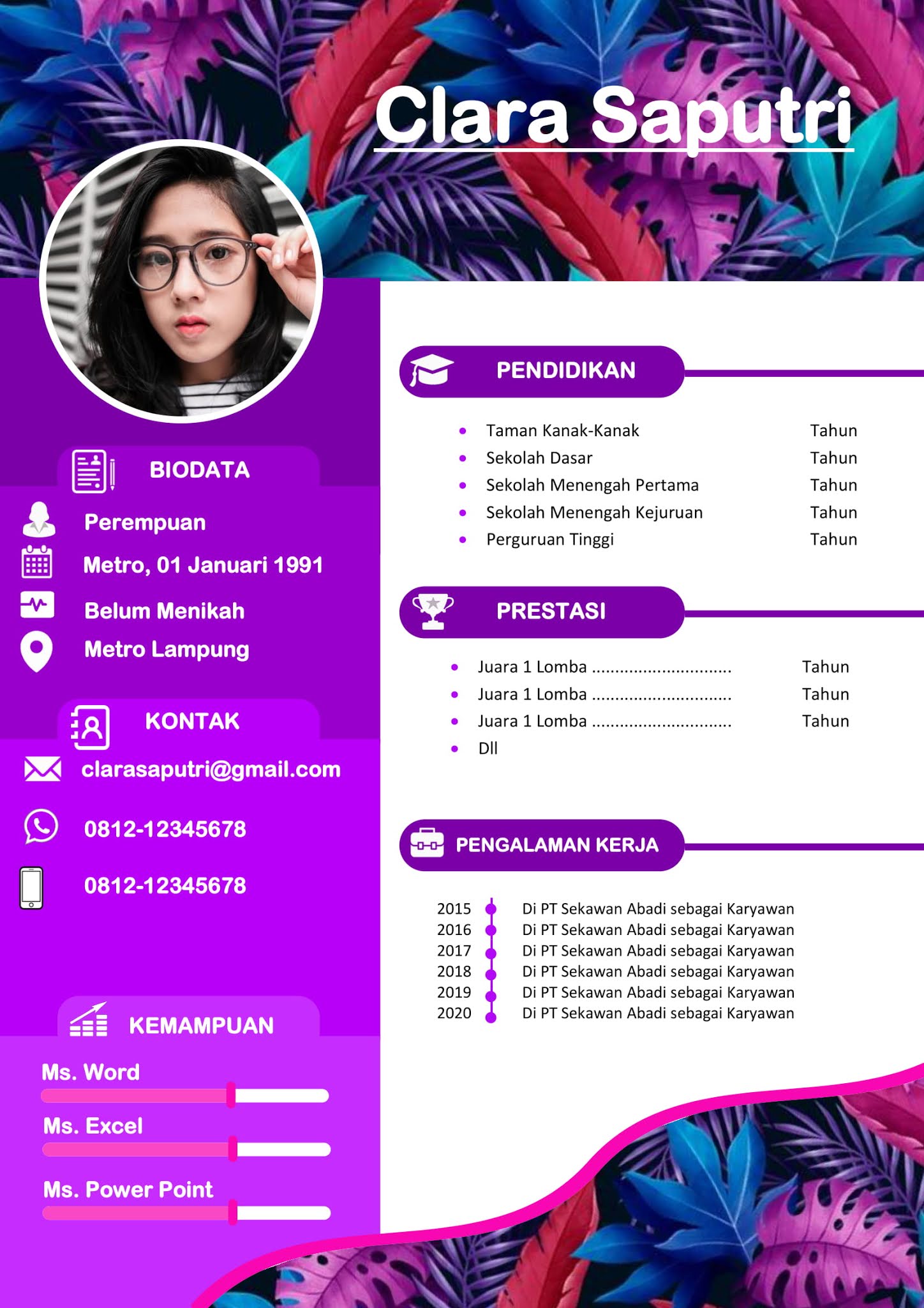 Download Desain CV Menarik Gampang Di Dedit Desain CV Kreatif 