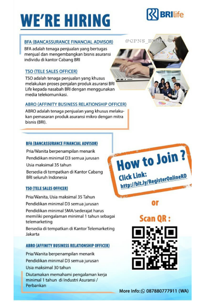 Lowongan Kerja Bri Life Minimal Sma Sederajat D3 Seluruh Indonesia Rekrutmen Lowongan Kerja Bulan Februari 2021