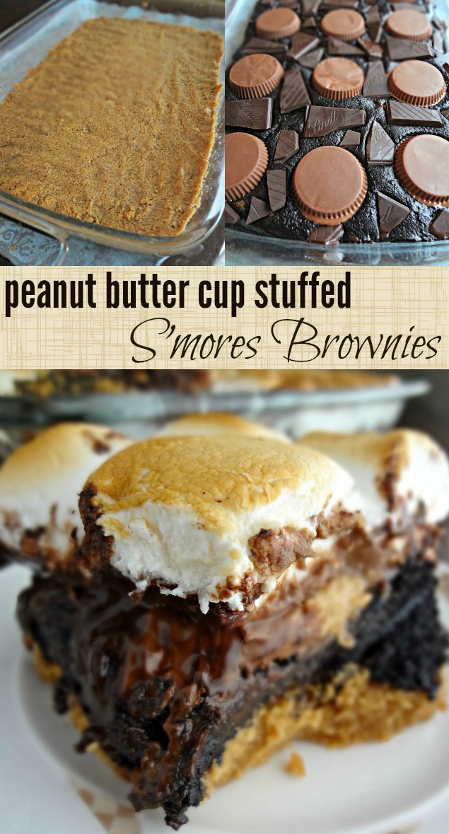 The Cooking Actress Peanut Butter Cup Stuffed S'mores Brownies