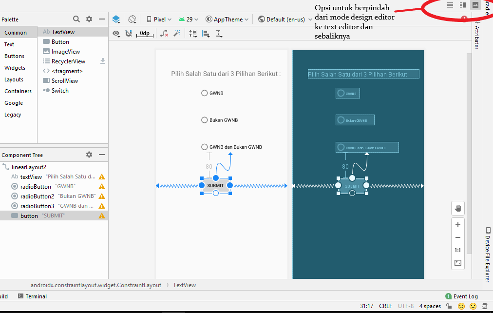 Constraint layout android studio