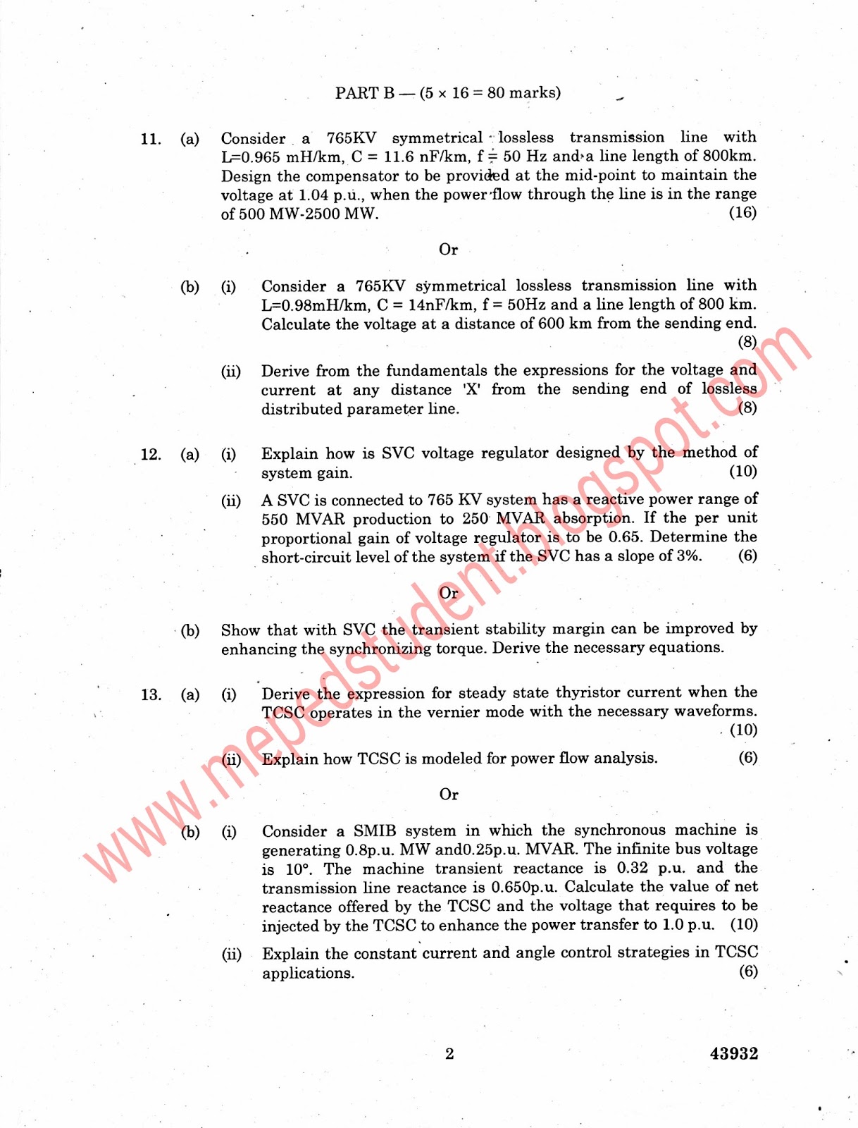 ME POWER ELECTRONICS AND DRIVES MODEL QUESTION PAPER S PS7202 FLEXIBLE