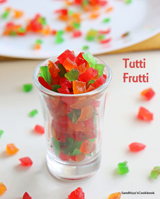 Sandhiya's Cookbook Indian Tutti Frutti from Watermelon Rind