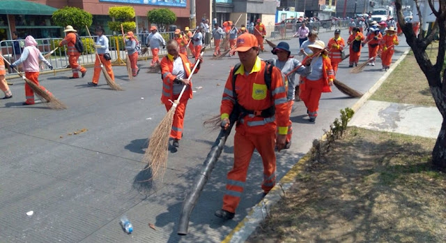El servicio de limpia implementó operativo al concluir el Desfile del 5 de Mayo
