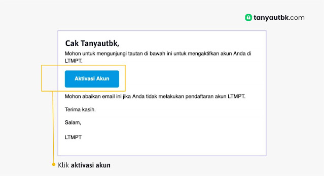 Aktivasi - Cara daftar akun LTMPT 2021