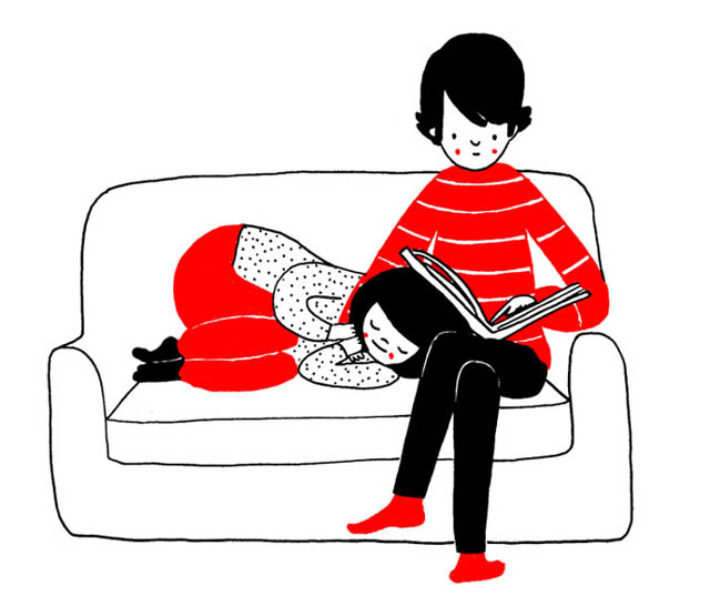 Heartwarming Illustrations Show That True Love Is In The Little Everyday Things - There is nothing more comfortable than falling asleep on your loved one’s lap