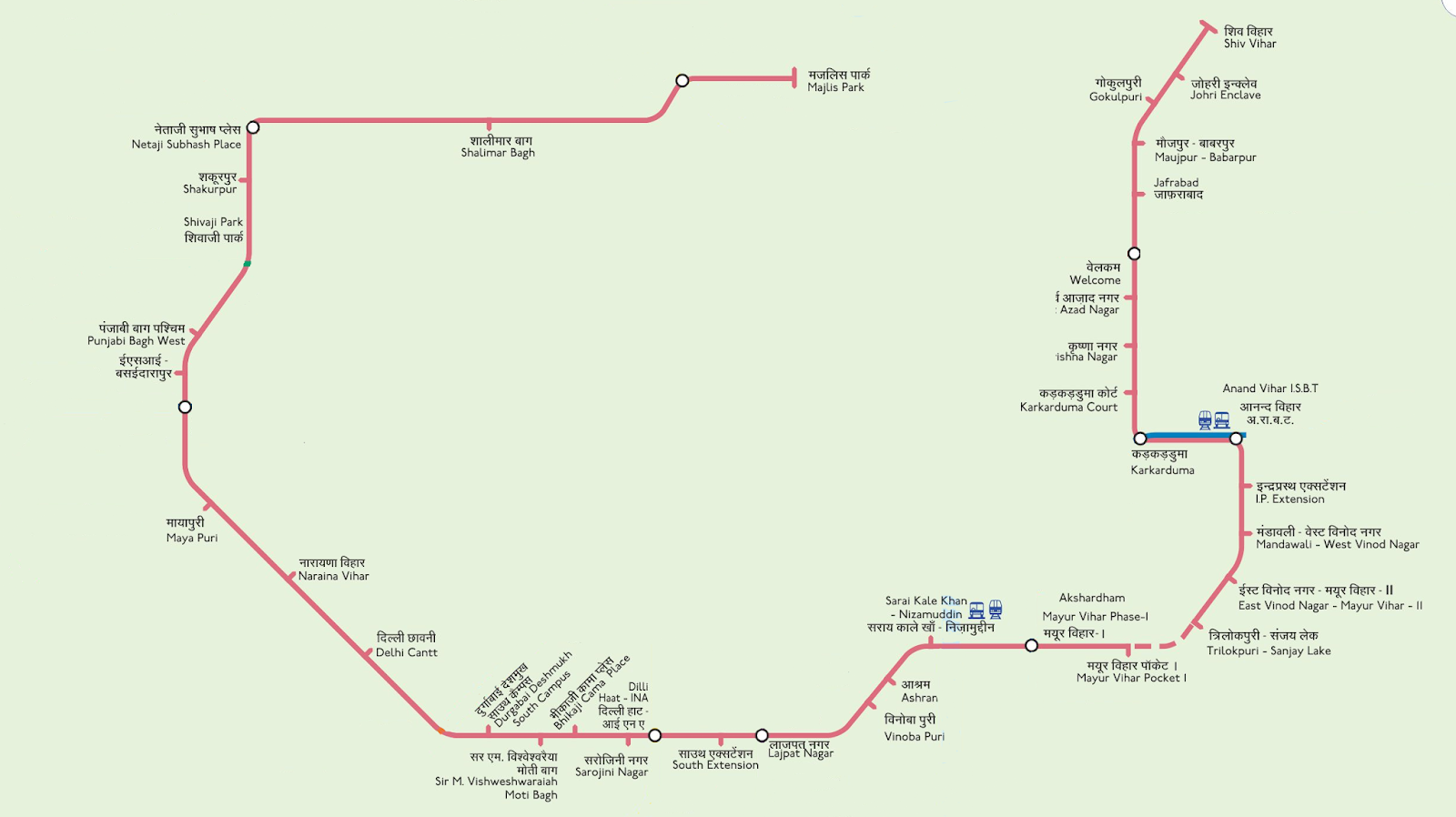 Delhi Metro Pink Line Stations Pink Line Route Hindime Hindime