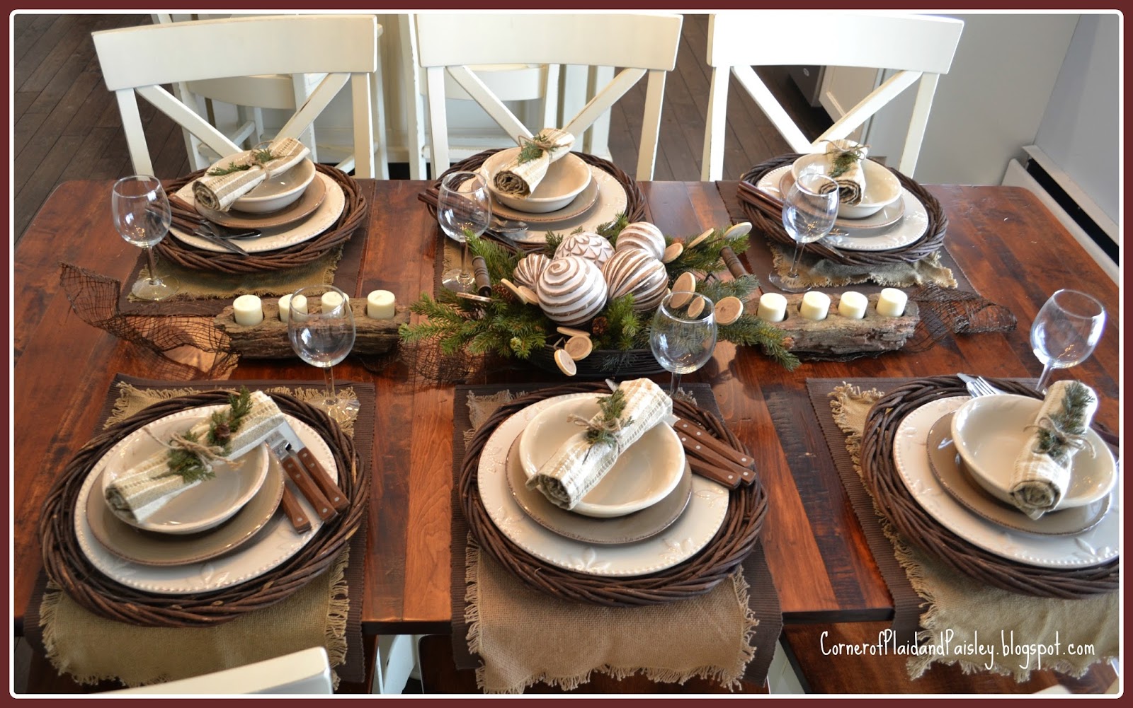 Winter Snowflake Tablescape - Corner of Plaid and Paisley