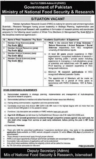 ministry-of-national-food-security-and-research-pakistan-jobs-2020