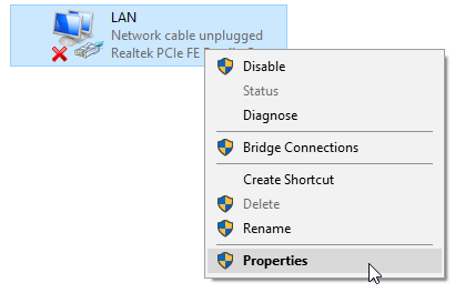 Setting ip address di di windows 10