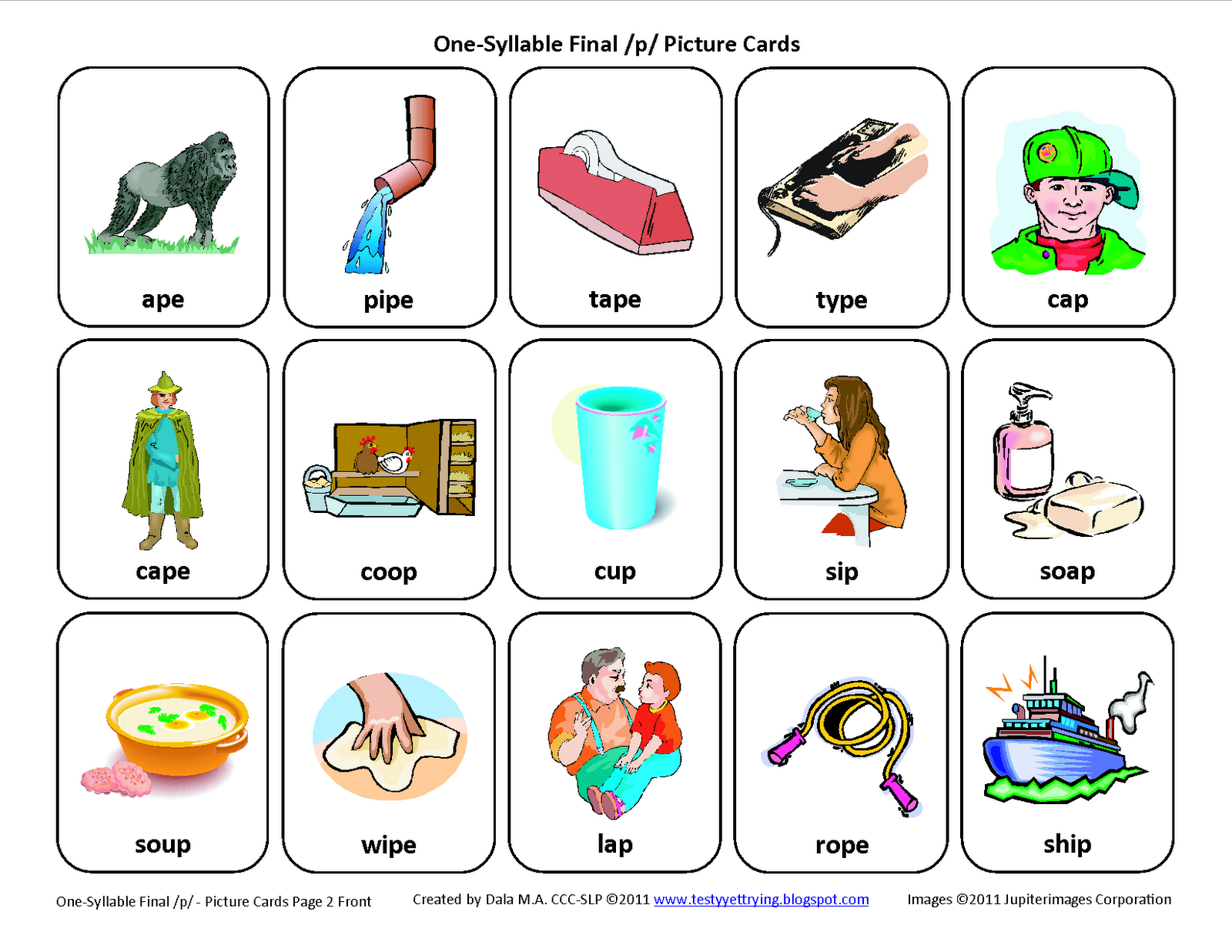 speech therapy word list p