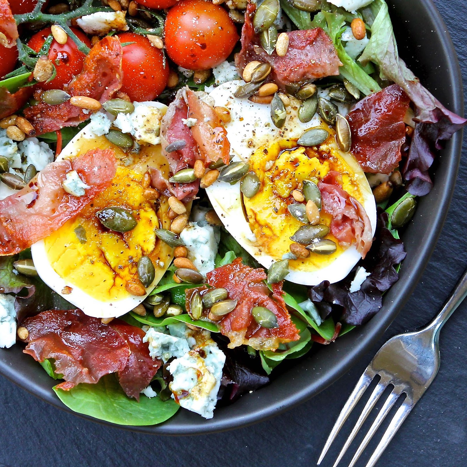 Gluten Free Alchemist Goose Egg, Blue Cheese & Prosciutto Salad