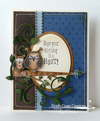 North Coast Creations Stamp set: Who Loves You?, North Coast Creations Custom Dies: Owl Family, Flourished Vine, Our Daily Bread Designs Custom Dies: Stitched Ovals, Ovals