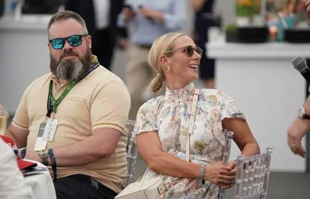 Zara Tindall wore a new belted mini white floral printed dress by Zimmermann