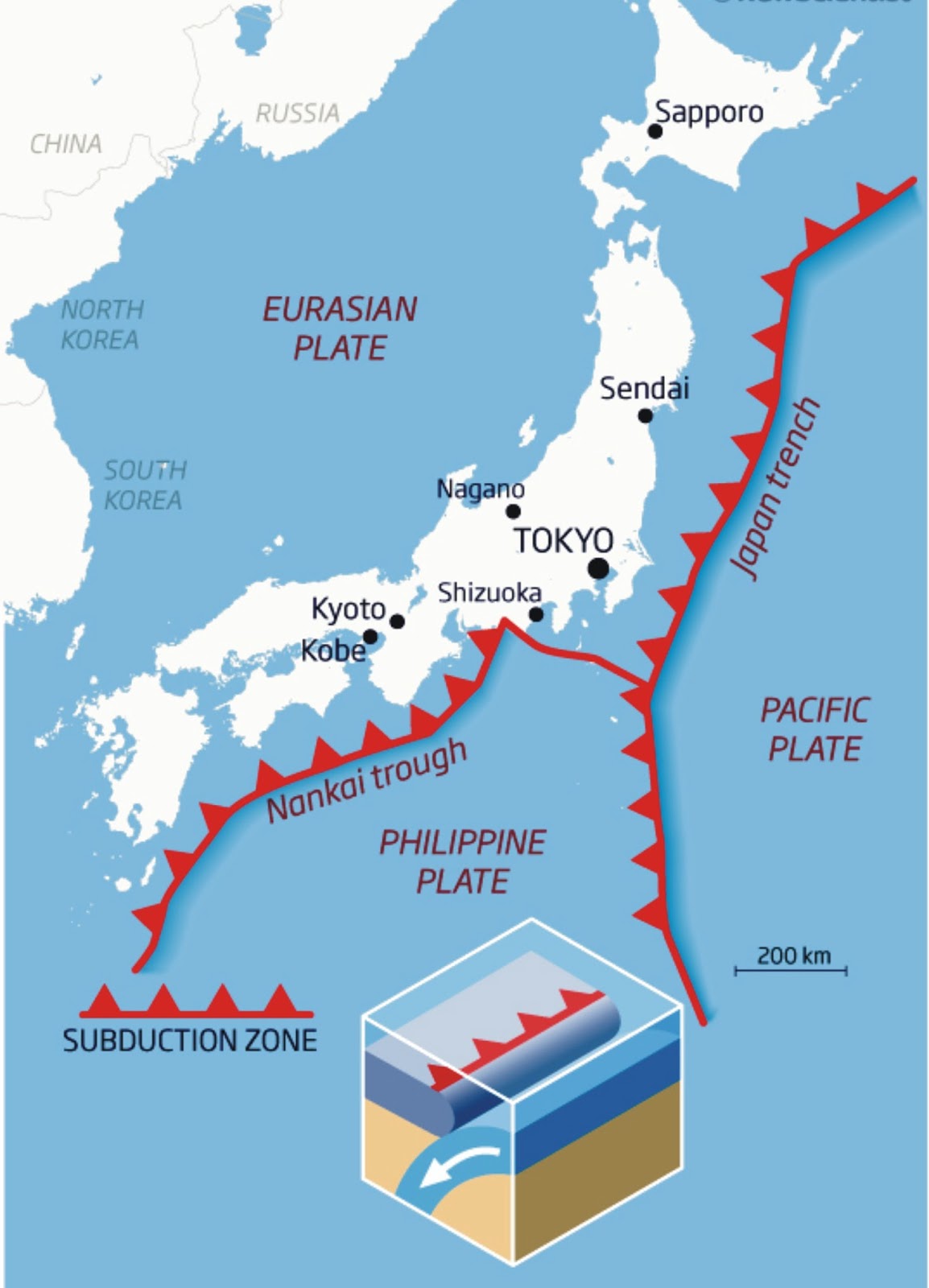 Mapa De Japon Con Las Capas Tectonicas